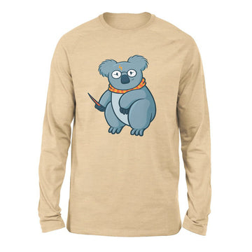 Koala Potter Men/Unisex Drop Shoulder Sweatshirt in Heather Sand Dune color